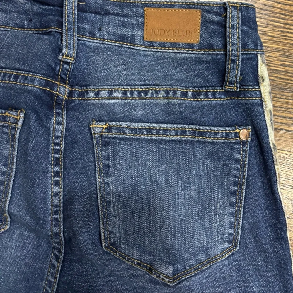 Judy Blue Skinny Fit Stretch Denim Blue‎ Jeans Animal Print Side Stripe  size 0
